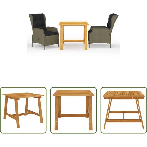 vidaXL Salle à manger extérieure - Ensemble à manger de jardin 3 pcs Marron (1/5)