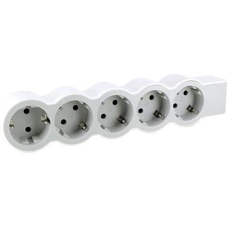 Multiprise plate 5 prises sans câble ultra blanc/gris 694577 (1/4)