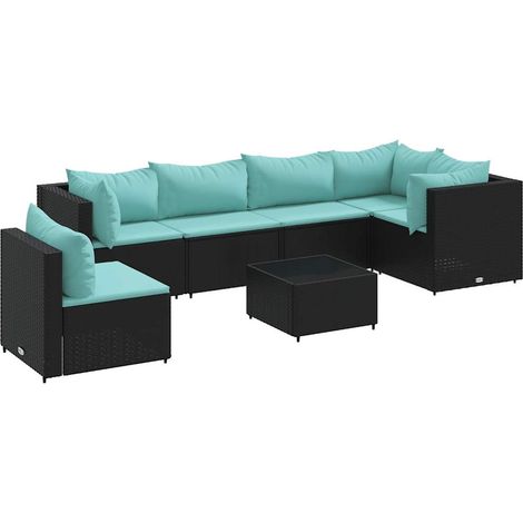 Maison Exclusive - Set Salotto da Giardino con Cuscini 7pz Nero Polyrattan (1/5)
