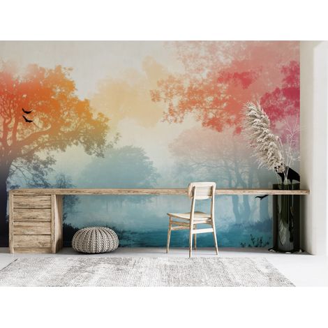 Papier peint nature - oiseaux sur une branche en automne - 150 x 250 cm (1/2)