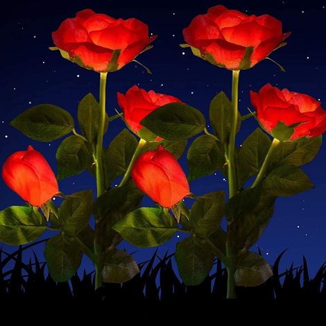 Gartendekoration mit Solarleuchten, 2-teilige wasserdichte Solarleuchten für den Garten, 2V Solar-Gartenleuchten mit rosa LED-Leuchten für Garten, Rasen, Feld, Weg und Vorschlag (rot)