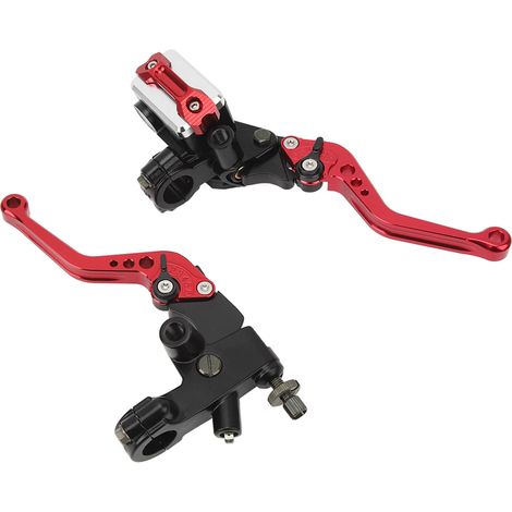 Kit de guidon universel pour moto avec maître-cylindre de frein 7/8 po, réservoir et protège-mains en fibre de carbone rouge (1 paire), (1/5)