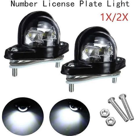 Éclairage universel pour plaque d'immatriculation, 6 LED, 12-24 V, 1 ou 2 pièces, pour remorques, camions, caravanes, fourgonnettes. Réflecteur blanc lumineux étanche.