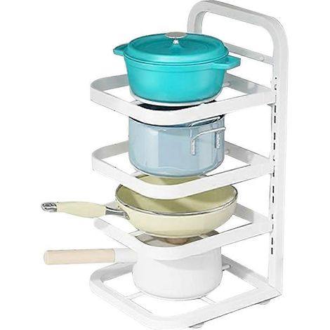 Organisateur de casseroles et poêles, support à casseroles et poêles à placer sous un meuble, blanc (1/4)