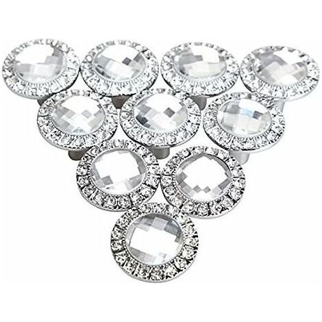 10pcs 30mm Bouton Porte Ronde Argent 30mm Poignée Cristal Scintillant Strass Bouton de Poignée Armoires de Cuisine Cabinet Portes tiroirs Boutons (1/5)