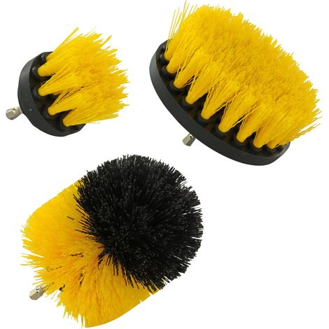 Tivoly • Lot de Brosses Polypropylène Plates & Ronde • Fil Souple • Nettoyage Facile Tous Matériaux sans Rayures • pour Perceuse