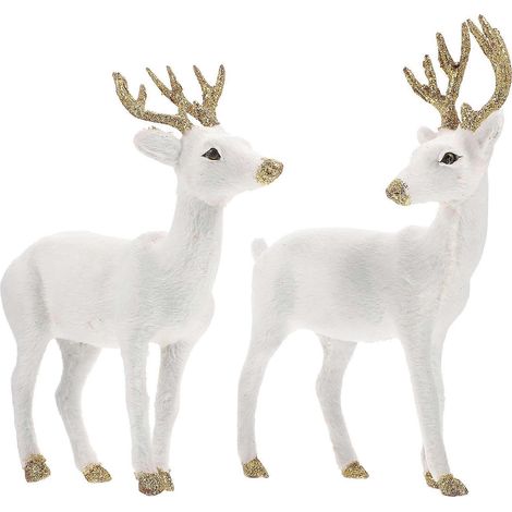 Figurine de cerf blanc, ornement de bureau, lot de 2 cerfs Sika (1/5)