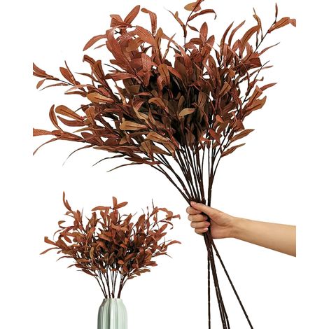 Lot de 5 feuilles d'olivier artificielles d'automne, tiges de 94 cm de long, feuilles d'eucalyptus d'automne pour la maison, Halloween, intérieur et extérieur, centre de table, décoration (1/5)