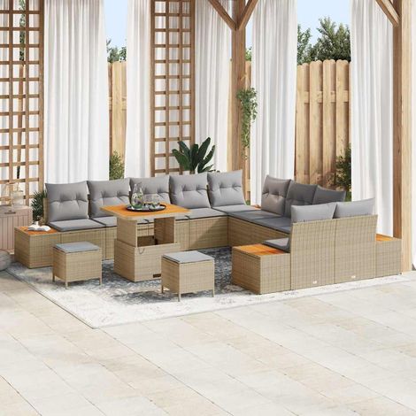 Gartensofa-set 13 pcs Beige Poly-Rattan