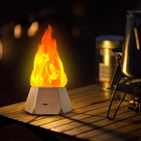 Fuoco artificiale, ricaricabile, illuminazione a LED senza fiamma con fiamme intermittenti, per campeggio all'aperto, vacanze, Halloween, Natale (1/5)