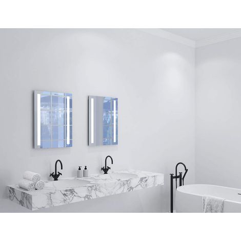 Miroir de Salle de Bain avec éclairage - Miroir de Salle de Bain en 50 x 70 cm - Miroir de Salle de Bain LED avec découpes rétroéclairées et Fonction Anti-buée (1/5)