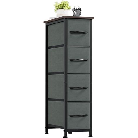 Schubladenschrank 4 Stoffschubladen schmal Kohlegrau 48x20x75 cm (1/5)