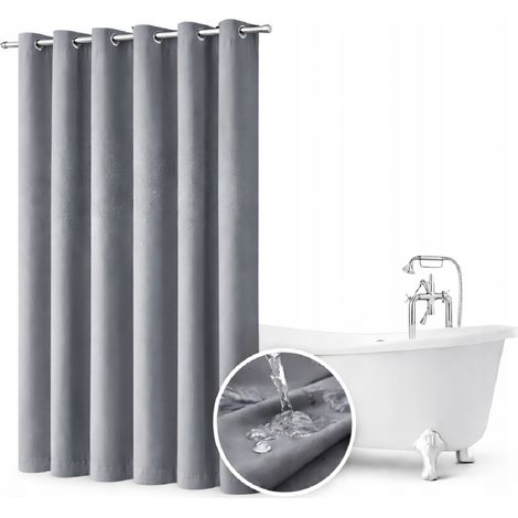 Badezimmervorhang 150x180 wasserdichter Duschvorhang auf Rollen dunkelgrau