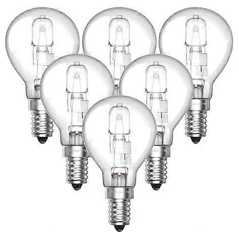 Lot de 6 ampoules halogènes E14 28W à intensité variable G45, lumière blanche chaude 2700K, mini ampoules halogènes sphériques à vis Edison, 240V, équivalent à 40W, mini ampoules sphériques transparen (1/5)