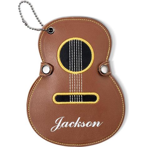 Guitar Picks Storage Case - Brown (16.5x12.7cm) - Personalized guitar pick storage box with leather trim