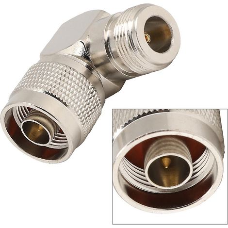 Deux adaptateurs coudés mâles/femelles de type N/connecteurs coaxiaux RF pour antennes radio. (1/5)