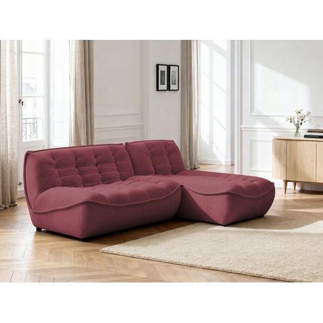 BOBOCHIC - Canapé d'angle fixe modulable SERENA tissu chiné Rouge (1/5)