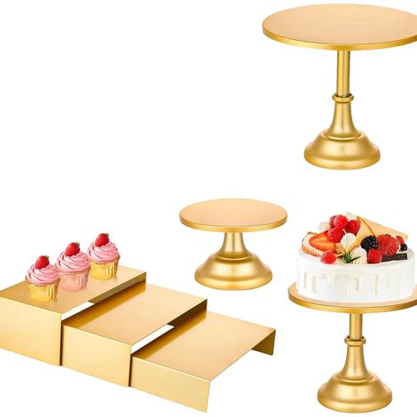 Tortenständer-Set, hochwertiges Metall, verschiedene Größen erhältlich, elegante Goldoptik, einfach zu montieren, ideal für besondere Anlässe (1/5)
