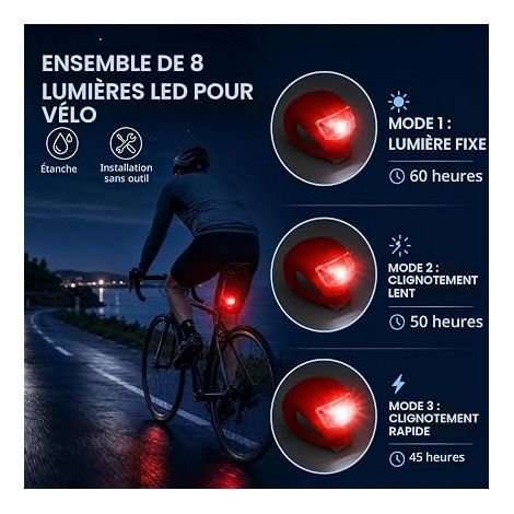 Lumières Vélo LED Lampe Velo Feux Avant et Arriere (1/3)
