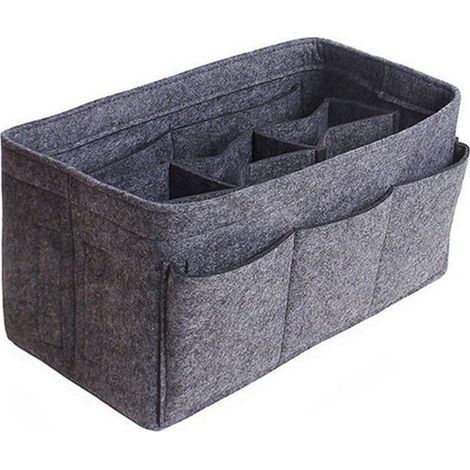 Borsa portaoggetti in feltro – divisorio removibile – fodera per borsa – donna – borsa porta pannolini – fodera in feltro – taglia L – grigio scuro (1/5)