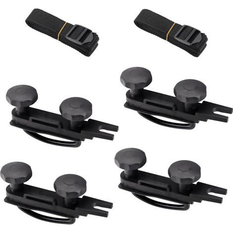 4 Pièces de Fixation de Coffre de Toit U étrier, 4 pièces de Fixation de Coffre de Toit en U, Accessoires pour Coffres de Toit avec 8 écrous de Sécurité Robustes et 2 Bandages (1/5)