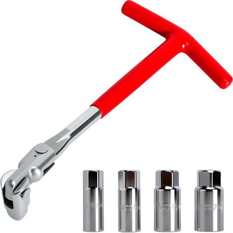 5 Pièces Ensemble de clés à Bougie, CléS à Bougie Douilles 14 mm, 16 mm, 18 mm, 21 mm, Douille Bougies à Poignée en T pour Voiture et Moto (1/5)