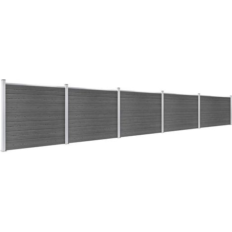 Maison Exclusive - Zaunelement Set WPC 872x146 cm Schwarz (1/5)