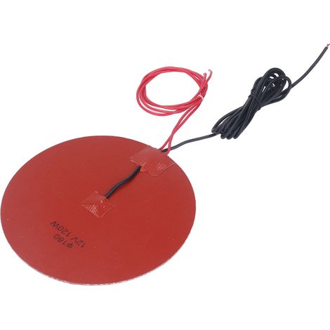 Tapis chauffant circulaire en silicone 120W 12V, résistant à l'abrasion, flexible et souple, pour plateau imprimante 3D, rond, chauffe-lit DC12V (1/5)