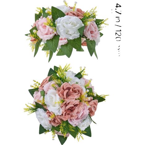 Künstliches Blumenarrangement, 10 Stück, Perfekt für Hochzeiten und Wohnkultur, Rosa Weiß 9.5inch (1/2)