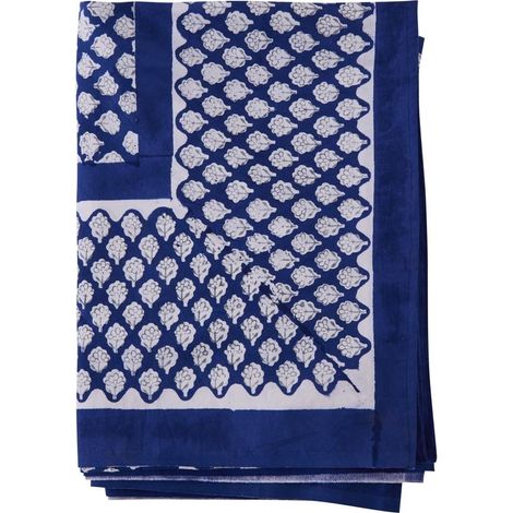 Housse de canapé en coton motif floral blanc bleu Ischia (1/2)