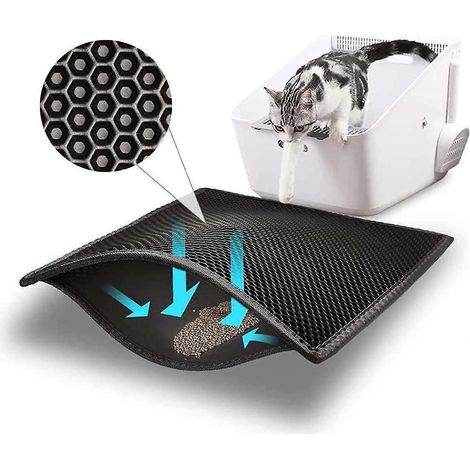 Tapis de litière pour chat, piège à litière, conception alvéolée double couche, imperméable, en EVA double couche, 30 x 30 cm (1/5)