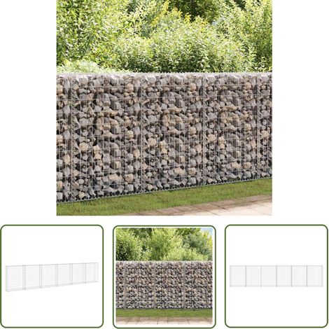 INLIFE Mur en gabion avec couvercles Acier galvanisé 300x30x100 cm (1/5)
