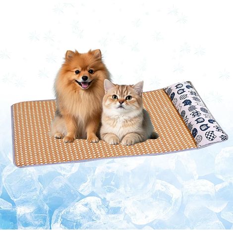 Tapis Rafraichissant Chien avec Oreiller, Tapis Rafraichissant Chat Résistant aux Rayures Plus Durable, 47x39cm, Tapis Refroidissant pour Chien Portable, Cooling Mat Dog pour Été et Canicule (1/5)