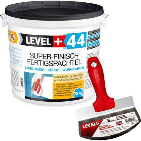 LEVEL+ Fertigspachtel Spachtelmasse L+44 - 20KG + Eimerschaber