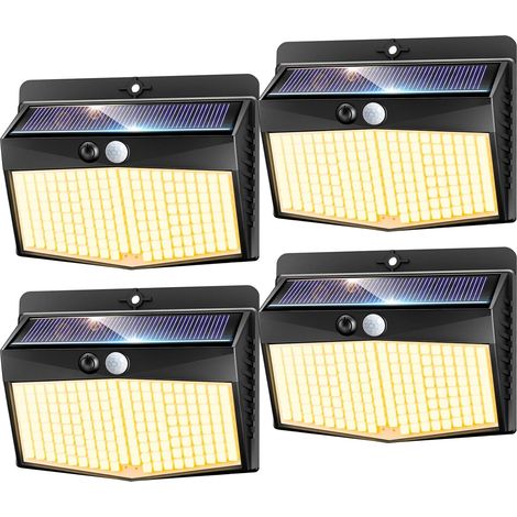 Lampe Exterieur Solaire Detecteur de Mouvement, 168 LED 3 Modes Lampe Solaire Extérieur, IP65 Etanche Led Solaire Extérieur pour Jardin, Garage, Patio (1/5)