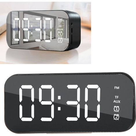 Enceinte Bluetooth sans fil à finition miroir pour téléphones portables et ordinateurs, mini enceinte portable avec affichage réveil (1/5)