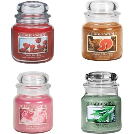 Candele profumate "Village Candle" profumatore per ambienti 16 once, Giara in vetro 450 gr -LEMON POUND CAKE (1/4)