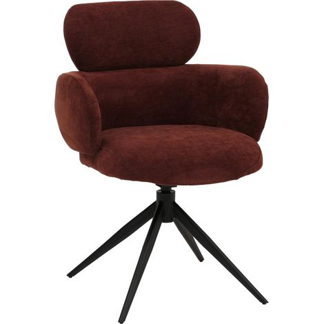 Esszimmerstuhl HHG-259, Küchenstuhl Polsterstuhl, drehbar Auto-Return, Stoff (310g/m²) Chenille Öko-Tex rotbraun