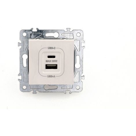 Jandei - Mecanismo de enchufe USB tipo A + C Carga rápida