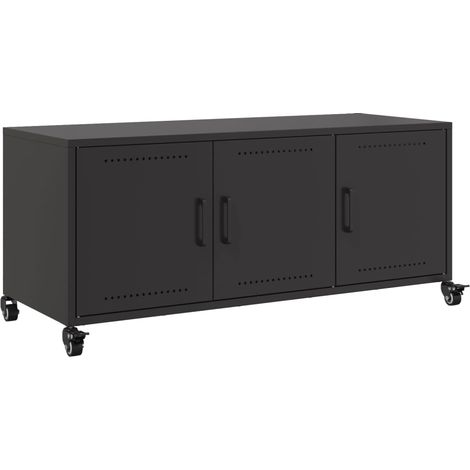 Mobile TV multimediale scaffale per televisione televisore buffet sala da pranzo soggiorno camera da letto 100,5 x 39 x 43,5 cm acciaio nero 020025539