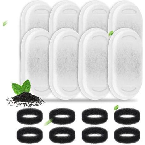 8 Stück Wasserbrunnenfilter für Katzen aus Edelstahl für automatischen Wasserspender für Haustiere, Kohlefilter und Schwamm Schaumstofffilter (1/5)