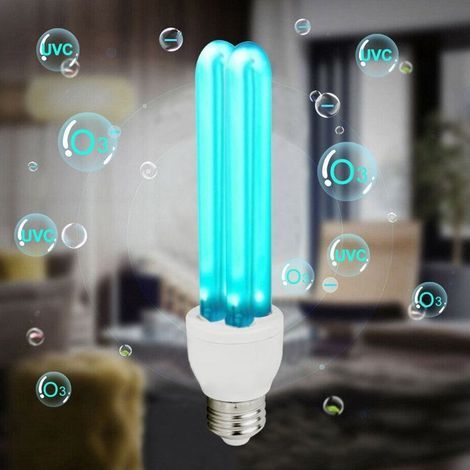Lampe désinfectante UV E27 25 W Tube de quartz Stérilisation UVC 254 nm avec ozone Angle d'éclairage 360° (1/4)