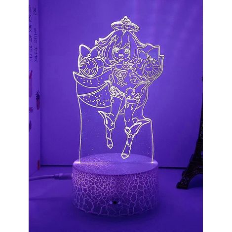 Lampe LED 3D Genshin Impact Paimon pour chambre à coucher, veilleuse manga, figurines d'action anime, décoration lampara de Noche (1/5)