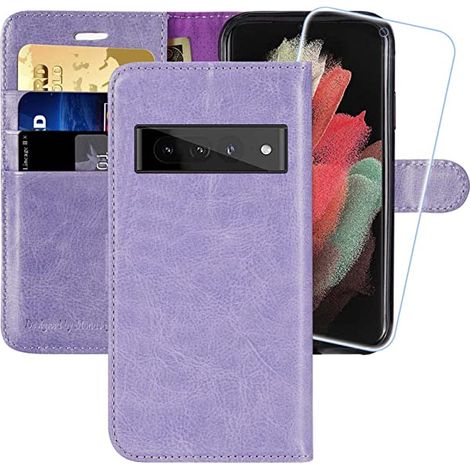 FUNDA CERRADA PARA GOOGLE PIXEL 7 PRO 5G FUNDA MORADA + PELÍCULA PROTECTORA (1/2)