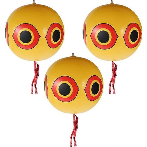 Trois ballons anti-oiseaux, de 34 cm de diamètre, avec des yeux gonflables pour effrayer les oiseaux. (1/5)