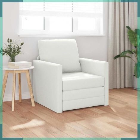 4106636 Canapé-Lit 60cm Blanc Simili cuir (1/5)
