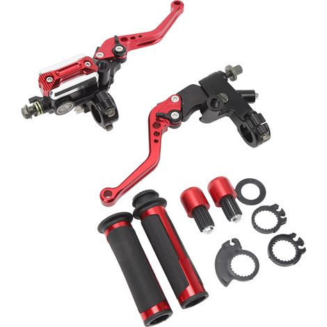Motorradbremshebel, 22-mm-Hauptbremszylinder, Lenker für Roller, Motorrad, Sportmotorrad, Rennrad, Quad, Rot (1/5)