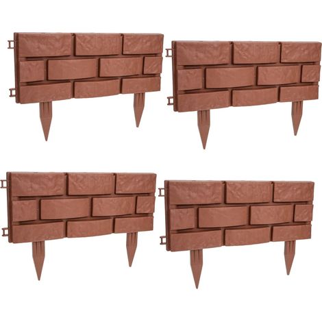 Aiperq – Clôture décorative de jardin – Lot de 4 bordures en plastique – Protection des jardins et pelouses – Design élégant et naturel (1/4)