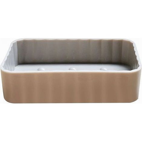 Cleafe - Portasapone Saponetta Bagno Rettangolare Tortora Rigato Accessorio Arredo 79192 - (1/3)