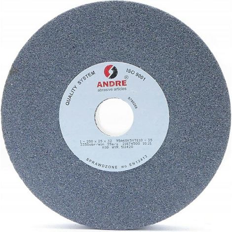 Andre Flachschleifscheibe 200 mm x 25 mm x 32 mm 95A60K5VTE10-35 grau "TYP 1"
